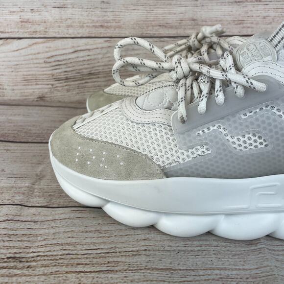 Versace Chain Reaction Mens Sneakers Sz 40 (US 7) White Mesh Rubber Suede - Picture 16 of 16